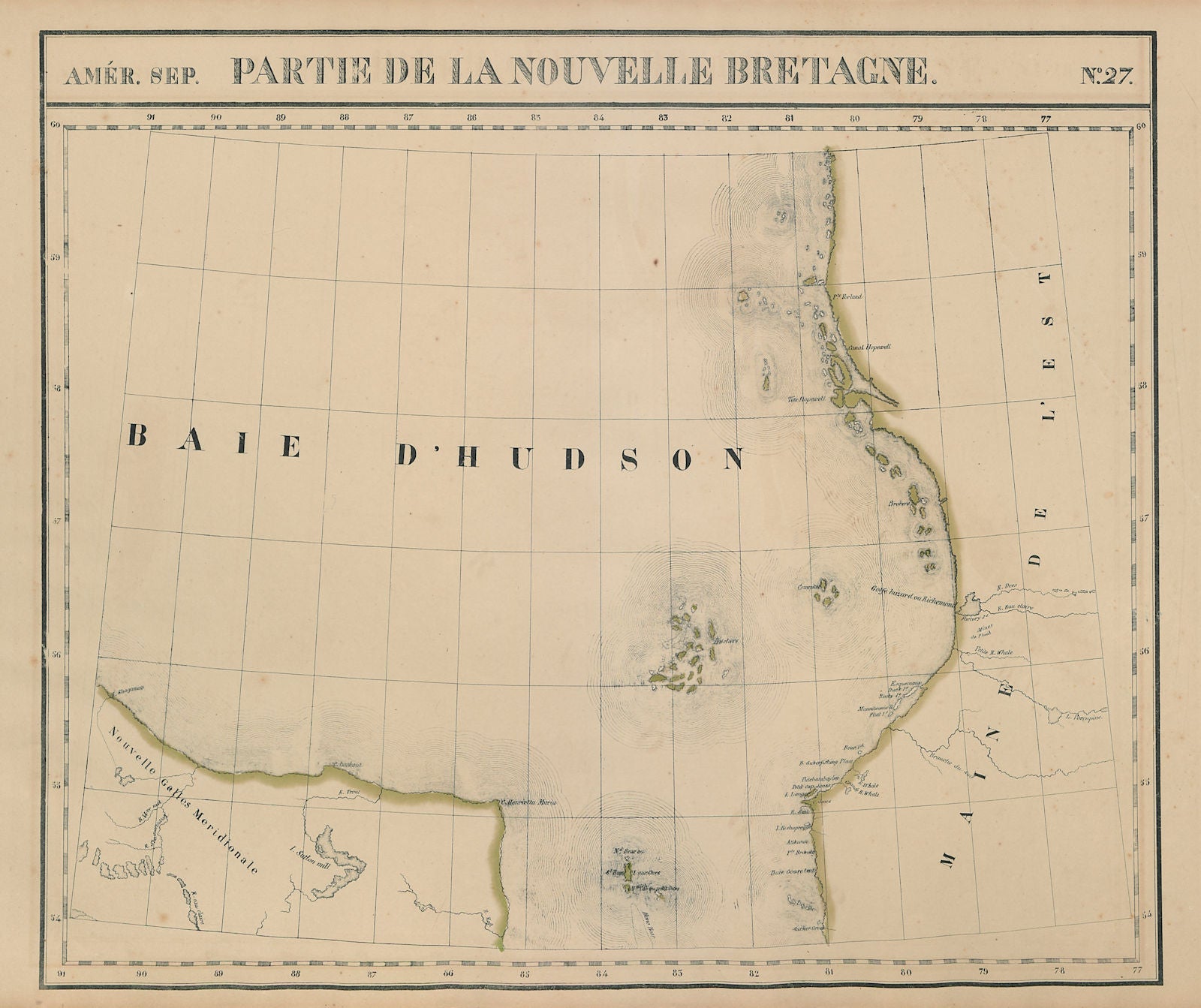 Amér. Sep. Partie de la Nouvelle Bretagne #27. Hudson Bay. VANDERMAELEN 1827 map